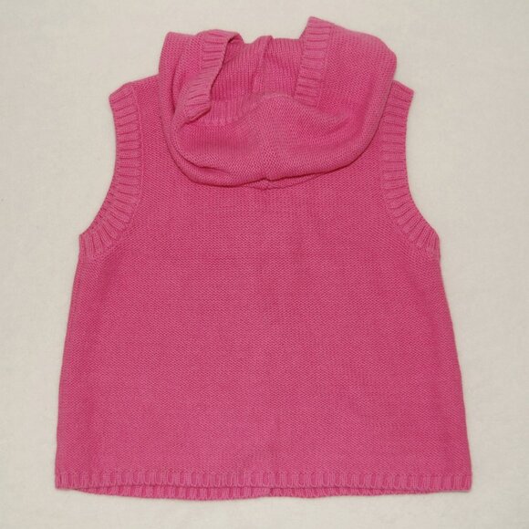 Macy's Greendog Girls Size 6, Pink Knit Hooded Vest - Picture 3 of 3